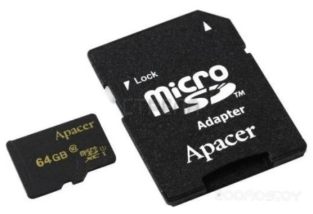 Карта памяти Apacer microSDXC AP64GMCSX10U5-R 64GB (с адаптером)